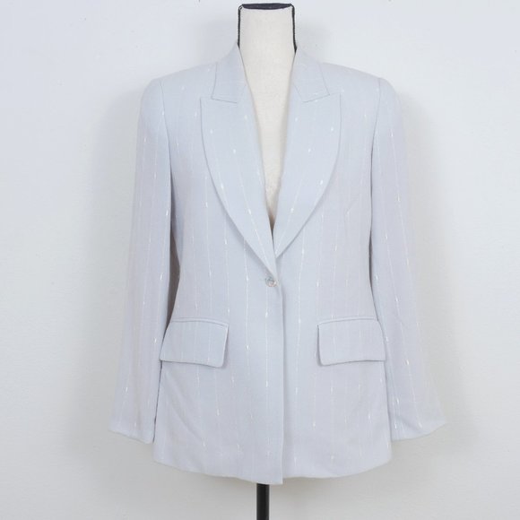 Zelda Jackets & Blazers - Zelda Light Gray Iridescent Pin Stripe with Faux Crystal Buttons SZ 4 Blazer